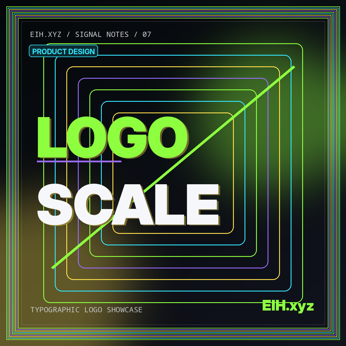 Typographic poster reading LOGO and SCALE