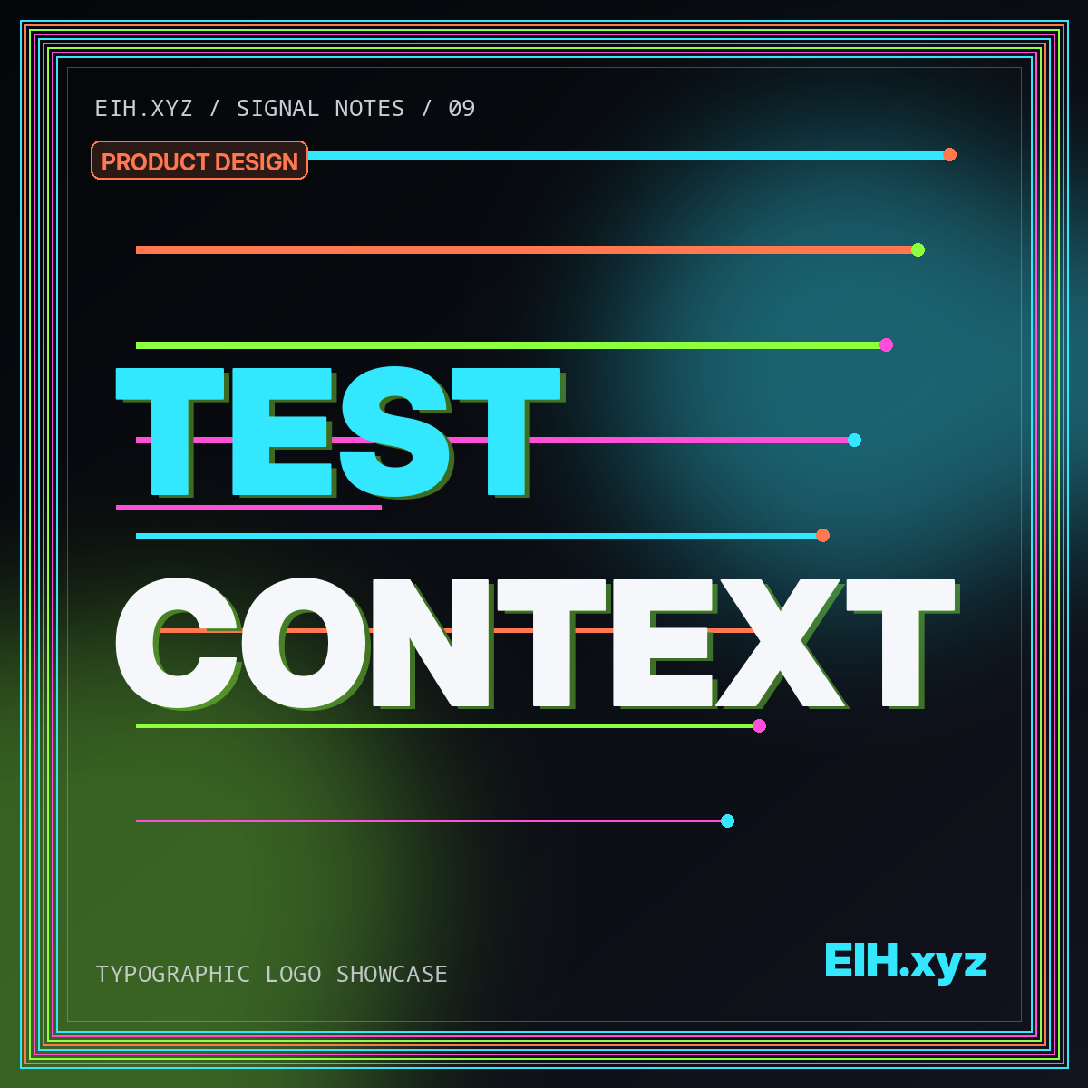 Typographic poster reading TEST and CONTEXT