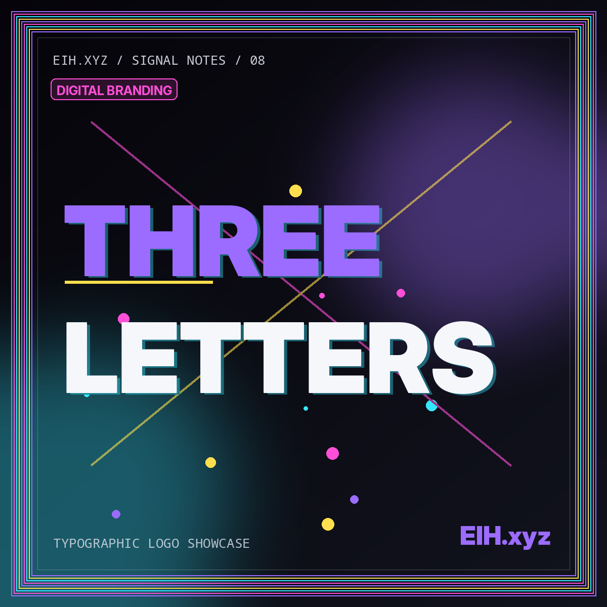 Typographic poster reading THREE and LETTERS